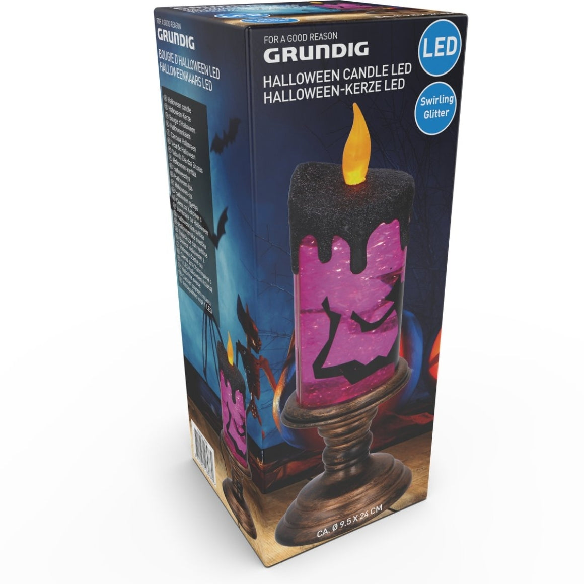 GRUNDIG Halloween LED-Kerze – rotierender Glitzereffekt