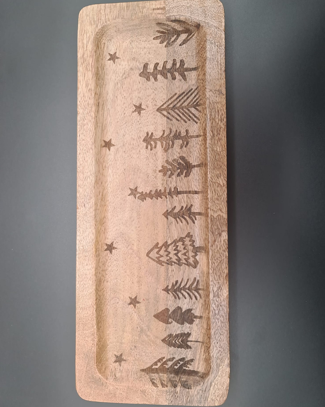 Holztablett rechteckig mit Weihnachtsmotiv – Serviertablett & Dekotablett aus Mangoholz