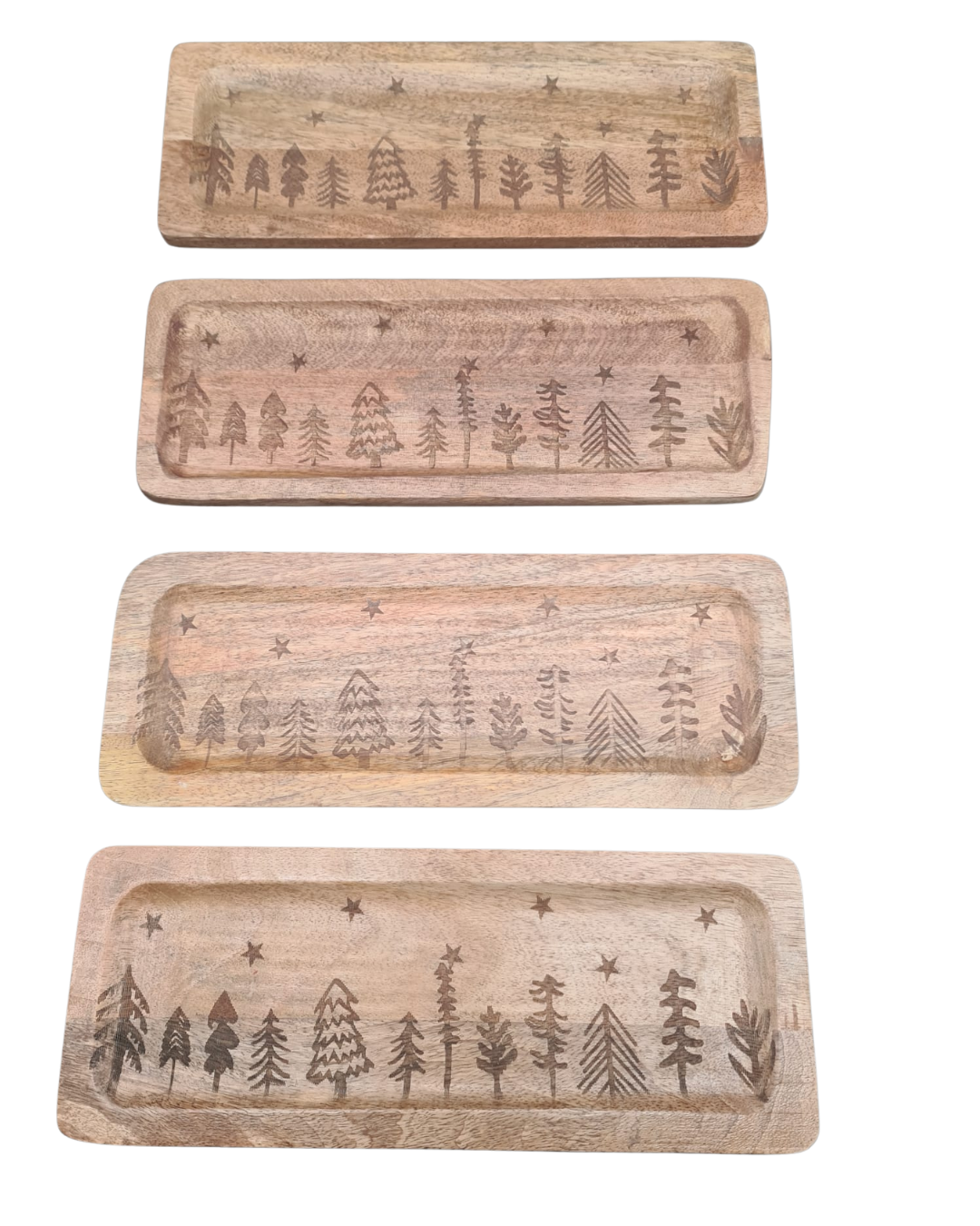 Holztablett rechteckig mit Weihnachtsmotiv – Serviertablett & Dekotablett aus Mangoholz