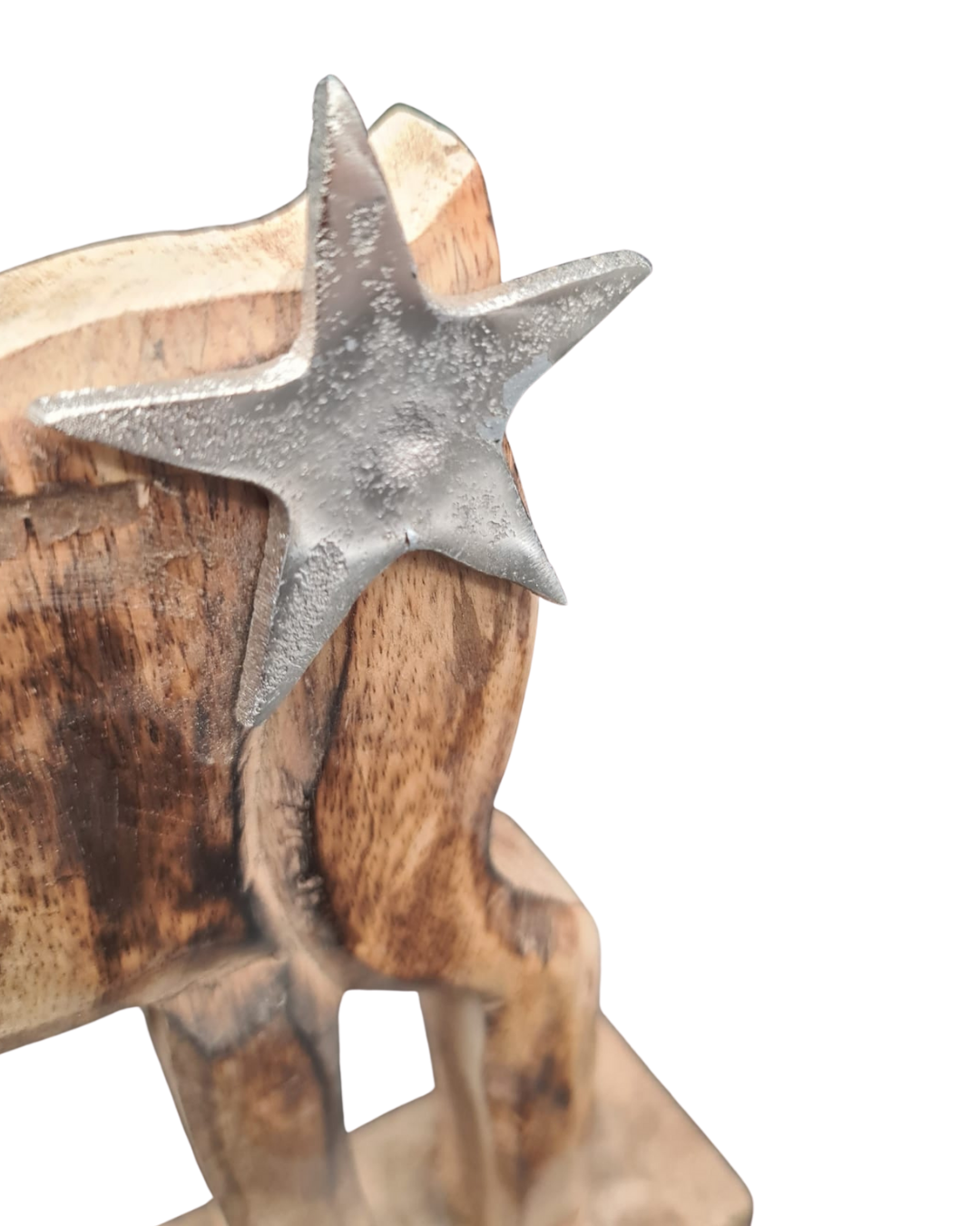 Holz-Rentier mit Stern – Mangoholz