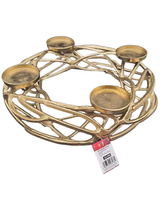 Edler Kerzenhalter Kranz – Goldfarben – Für 4 Kerzen