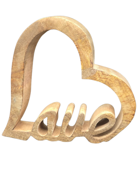 Deko-Herz aus Mangoholz „Love“
